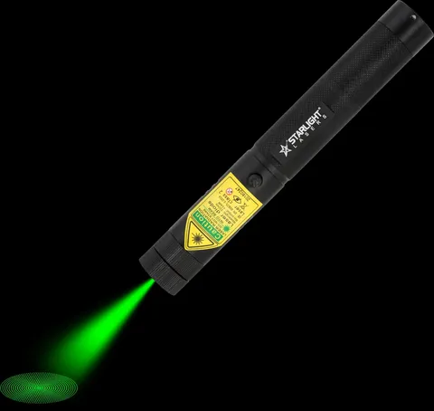 Puntero láser verde G1 Pro con haz láser y punto de luz en la oscuridad