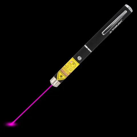 Puntero láser violeta Z1 con el haz láser visible en la oscuridad